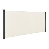 Juskys Seitenmarkise Dubai 500 x 200 cm ausziehbar Blickdicht, Sichtschutz & Windschutz für Balkon & Terrasse, Seitenrollo mit Wandhalterung - beige