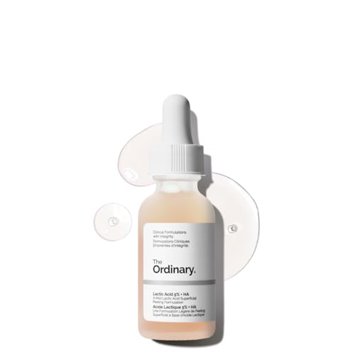 The Ordinary Lactic Acid 5% + Hyaluronic Acid 2%, Gentle Exfoliating Serum for Smoother Skin, 1 Fl Oz