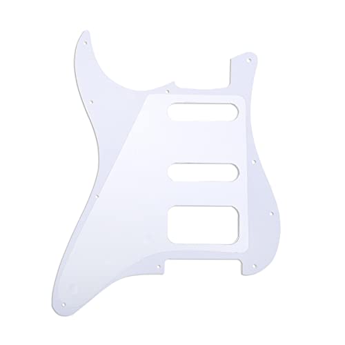 Musiclily Pro 11-Hole Round Corner HSS Guitar Strat Pickguard for USA/Mexican Stratocaster Open Pickup,3Ply White - Image 3