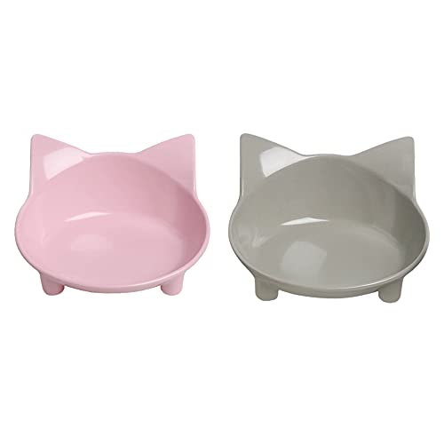 YATAOME Tilted Cat Food and Water Bowls Set Raised Elevated Anti-Slip Cat Feeder Shallow and Wide Food-Grade Melamine…