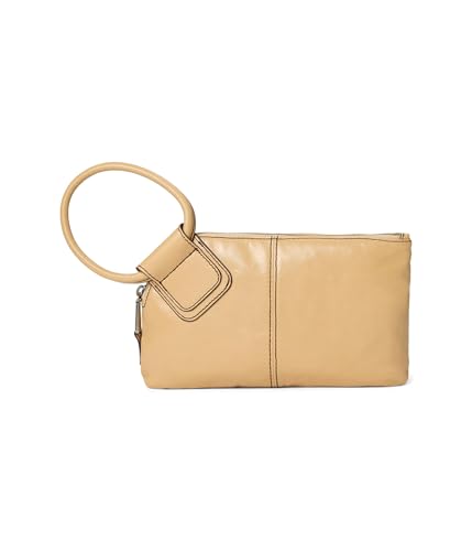 Image of HOBO Sable Leather Wristlet Clutch with Circular Handle, Zippered Closure, Credit Card Organizer, & Interior Zip Pocket
