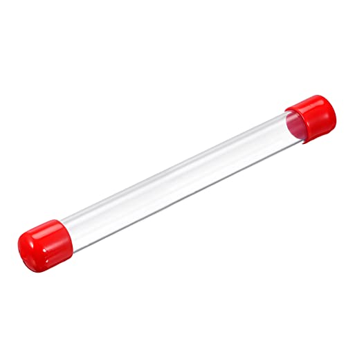 Image of PATIKIL Clear Rigid Tube Round Plastic Tubing with Red Rubber Caps Polycarbonate Water Pipe, 305mm / 12 Inch Length, 18mmx20mm /0.71 inchx0.8 inch, 1 Set