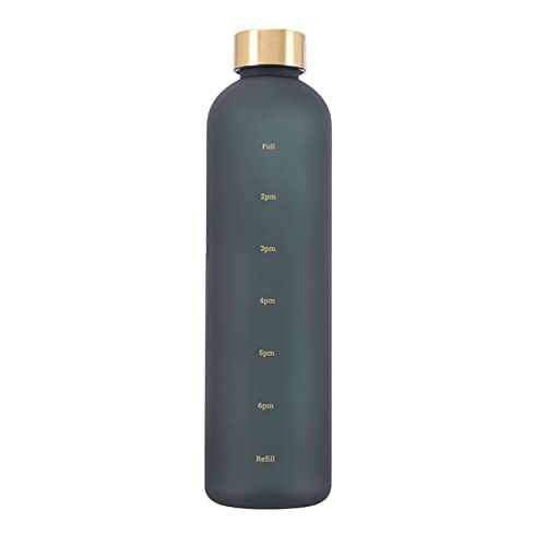 Eforcase Plastic Water Bottle 32 Oz, Slim Water Bottle with Time Marker, 1 Liter Large Capacity Time Marked Cute Water Bottles for Women Men Fitness,Office and Outdoor Sports