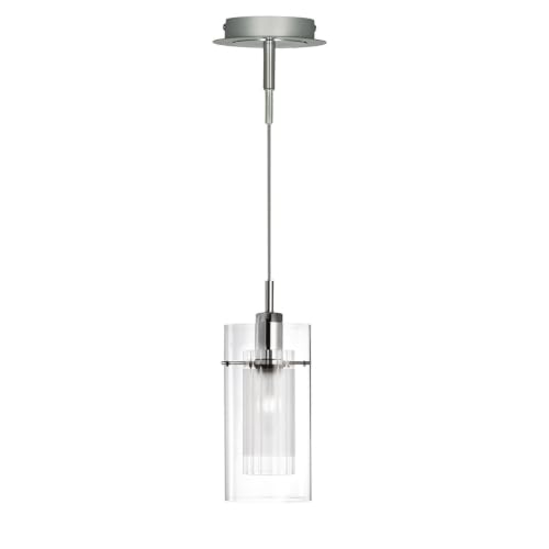 Image of Duo Single Light Ceiling Pendant Chrome Clear and Frosted Glass (2301)