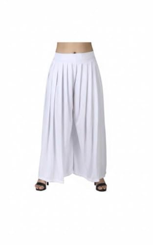 Image of Women's Wide Leg Palazzo Trousers, High Waist, Flowy Maxi Style, Black and White