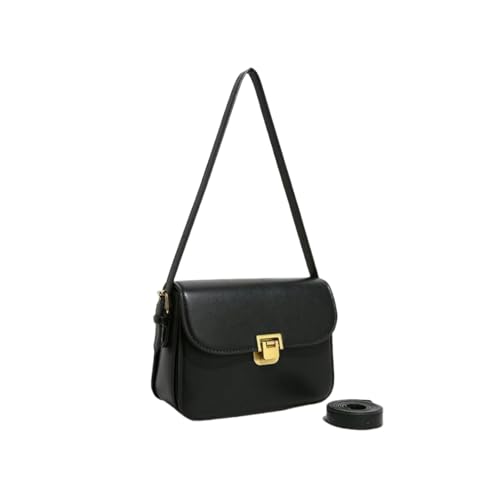 Shoulder Bag for Women Small Vegan Leather Purse Black Trendy Handbag Crossbody Bag with 2 Removable Straps