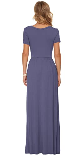 Image of AUSELILY Women's Classic Short Sleeve Loose Plain Casual Long Maxi Dresses for Women 2026