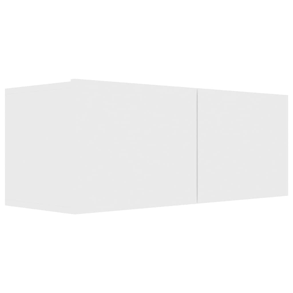 7-TLG. TV-Schrank-Set Weiß, Holzwerkstoff, Modernes Media-Center, Wandmontage, Stauraum für Wohnzimmer, Schlafzimmer, 80x30x30 cm