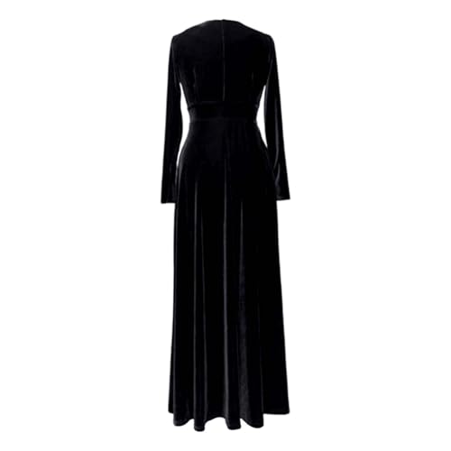 GOSEAGOTOFUN Velvet Dress for Women Long Sleeve V Neck Wrap Maxi Dress Bodycon A-Line Formal Dresses Flowy Cocktail Gowns Black Small - image 4
