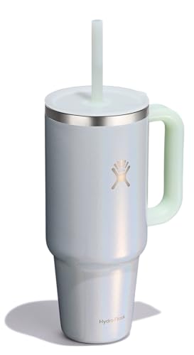 Image of Hydro Flask Travel Tumbler with Handle, Lid and Straw - Insulated Stainless Steel in 40 Oz Glimmer Blue