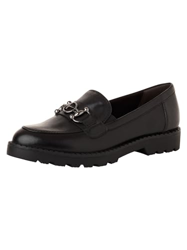 Tamaris Damen Slipper Leder bequem; Black Leather, EU 36