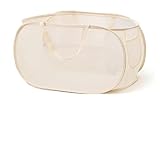 Jetstream Beige Faltbarer Wäschekorb 36 x 36 x 58 cm, Pop Up Wäschekorb Faltbar mit Henkel, kompatibel mit Bad, Schlafzimmer, Studentenwohnheim, Reisen und Aufbewahrung zu Hause