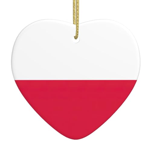 Polnische Flagge, herzförmige Keramik-Weihnachtsdekoration,...