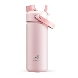 18 oz Insulated Water Bottle with 2-in-1 Straw and Spout Lid, Keep Cold 24H, Leak-Proof, Fits in Car Cup Holder, Stainless Steel Water Bottle for Sports, Travel, and School (Cotton Candy)