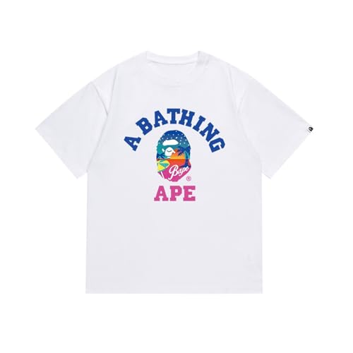 Camiseta Deportiva Casual De Algodón Unisex - Manga Corta, Cuello Redondo, Estampado Blanco Y Negro, Ideal para El Gimnasio, Correr Y Actividades Al Aire Libre-Color-5||m