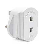 1-Pack UK Electric Toothbrush & Shaver Plug Adapter | 2-Pin to 3-Pin Bathroom Converter | For UK EU Round & US Flat 2-Pin Plugs | 1A Fused, Safety Shutters | Compatible with Oral-B, Braun, Philips