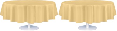 Image of Grandipity 24 Pack Premium Disposable Plastic Tablecloth 84 inch Inch Decorative Round Table Cover - Ivory