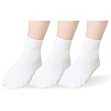 [AQshop] 【サラサラ極細高密度綿】 レディース 靴下 ショート丈 黒 白 セット (F, ホワイト3足)