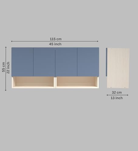 Image of SPECIALITY PANELS 4 Door Wall Cabinet with UV Profile Shutter | Wall Mounted Storage Cabinet for Kitchen Bathroom Living Room | Wooden Wall Cabinet Organizer Blueberry Finish DIY Assembly