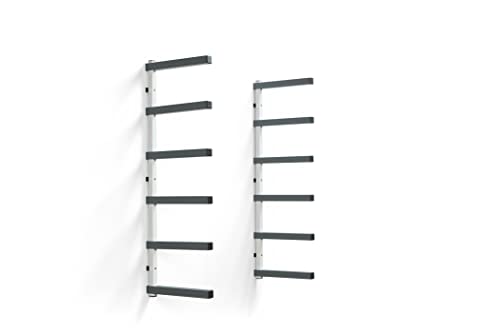 Bora Wood Organizer And Lumber Storage Metal Rack With 6-Level Wall Mount - Indoor And Outdoor Use, White & Gray - Pbr-0620 #TOP1