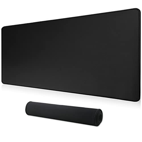 HoYiXi Extendida Alfombrilla de Ratón para juegos Mouse Pad Superficie Lisa y Base de Goma Antideslizante tela suave impermeable XXL Desk Pad 80 x 40 x 0,3 cm - negro
