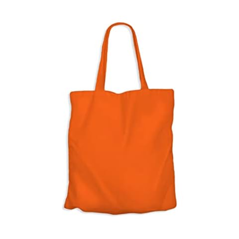 Wonky Line Premium Cotton Tote Bag 10PCS, Eco-Friendly Shopping Bag, 100% Cotton Canvas, Reusable Grocery Cloth Bag, Extra Strong Long Handle Double Stitched Ideal for Printing (Orange) Cover