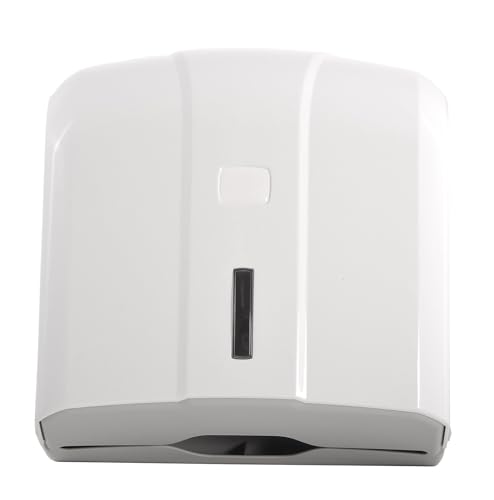 Handtuch-Papierspender | klein und kompakt, Kapazität für ca. 400 Blatt C/V-Falz | Spender im modernen Design, weiß | Sichtfenster zur Verbrauchskontrolle und abschließbar inkl. Befestigungsmaterial