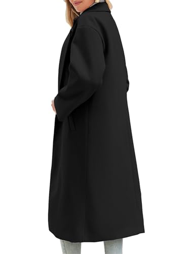 Women's Wool Blend Coat Oversized Double Breasted Winter Pea Coat Long Sleeve Notch Lapel Long Trench Coat4