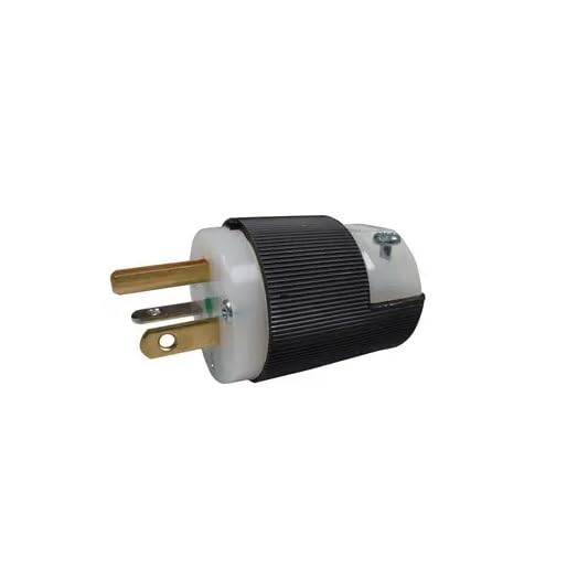 Hubbell Insulgrip HBL8315C Grounding Straight Blade Plug, 125 VAC, 20 A, 2 Poles, 3 Wires, Black/White