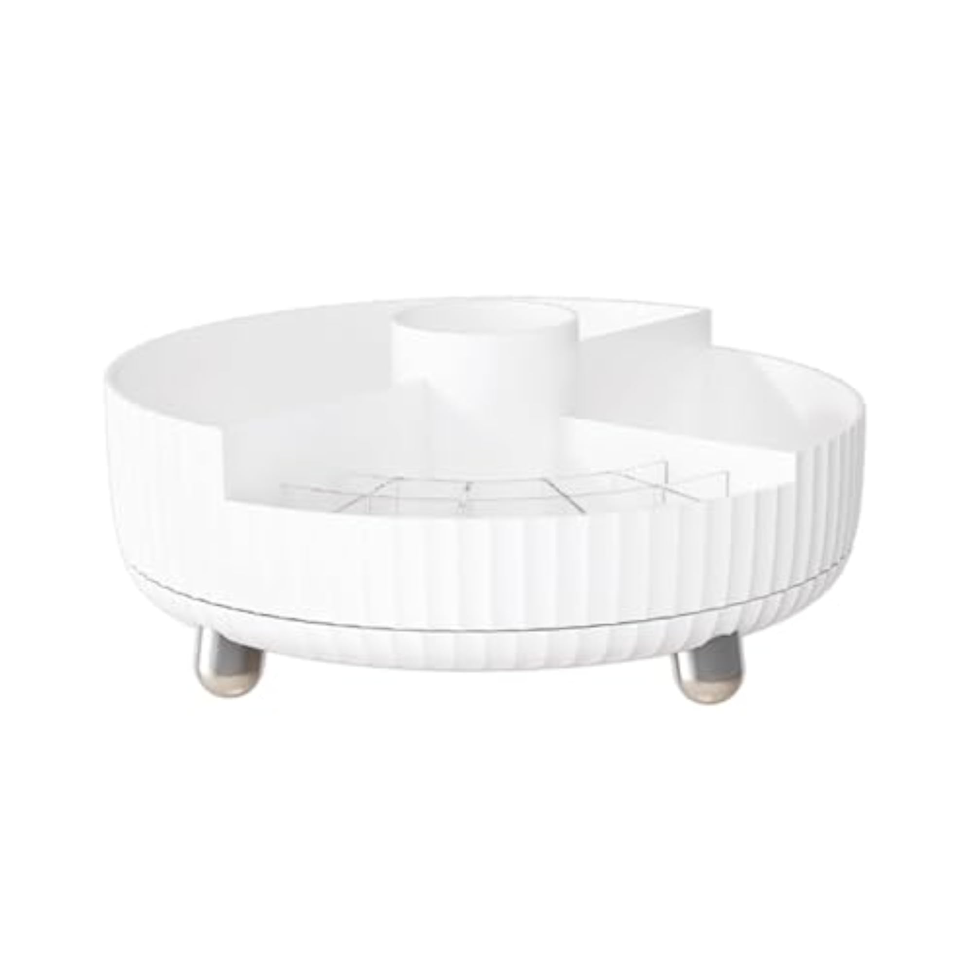 Cosmetic Organizer Holder Display Case for Vanity, Ivory White
