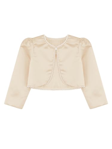 Girls' Long Sleeve Stain Bolero Cardigans Jacket Cover Up Solid Color Fully Lined Shrug Crop Top3