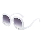 HYYZZC Gafas de sol ovaladas únicas para mujer, a la moda, coloridas, de leopardo, degradados, UV400, para hombre, gafas de sol huecas, Gradiente blanco y gris, Talla única