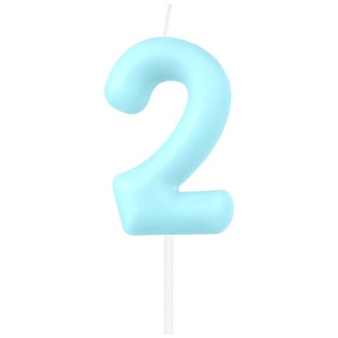 iNINGER Macaron Light Blue Number 2 Candles,Light Blue 2nd Birthday Candles,Macaron Happy Birthday Candle for Cake,Light Blue Cake Topper Decorations for Women Sweet Birthday Party Decorations Cover