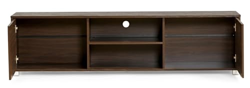 Image of DeckUp Cannes 2-Door Engineered Wood TV Entertainment Unit and TV Stand with Storage (Walnut, Matte Finish)