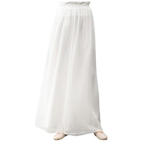 Hosenrock Damen Lang Chiffon Satinhose mit Weitem Bein Palazzo Sommerhose Weichem Elastische Hohe Taille Hosen Lässige Leicht Palazzo Hose Dehnbar Lockere Elegante Hosenrock Flowy (White, M) Hosenrock Damen Lang Chiffon Satinhose mit Weitem Bein Palazzo Sommerhose Weichem Elastische Hohe Taille Hosen Lässige Leicht Palazzo Hose Dehnbar Lockere Elegante Hosenrock Flowy (White, M)