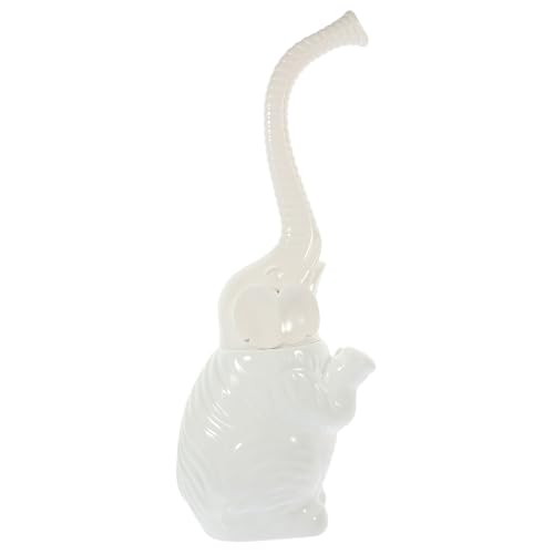 Brosse WC éléphant en céramique blanche et son manche long robuste - 2