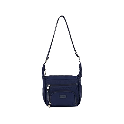 Hexagona Damen Garni Cuir de Vachette Paris Kollektion Matcha - Marineblau - aus Nylon - Crossbody - Handtasche kleine Tasche - Umhängetasche, Marine, L : 21 x h : 18 x P : 8,5 cm Cover