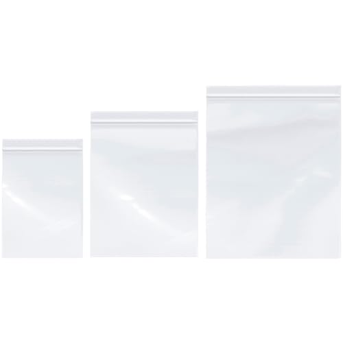 Plymor 6" x 8" (100), 8" x 10" (100), 10" x 12" (100), 4 Mil Variety Pack Heavy Duty Zipper Reclosable Plastic Bags