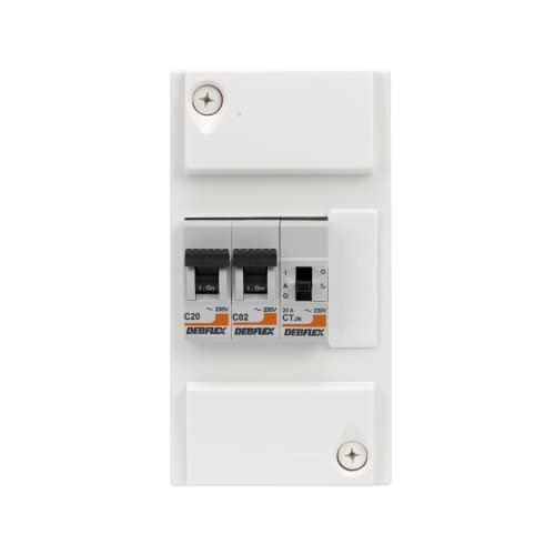 DEBFLEX - Coffret Chauffe-Eau - Tableau Electrique 1 rangée/4 Modules - 1 Contacteur Jour/Nuit Chauffe-Eau + 1 Disjoncteur 2A + 1 Disjoncteur 20A - Pose en...