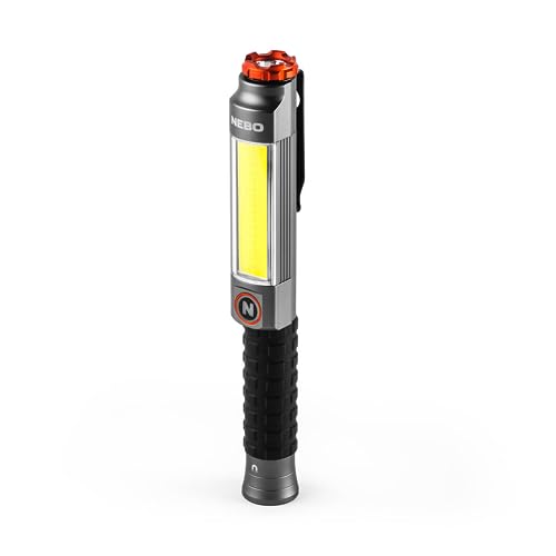 NEBO Big Larry 3 Work Light, 600 Lumen Flashlight with COB Work Light, Pocket Clip Magnetic Base for Hands-Free Lighting
