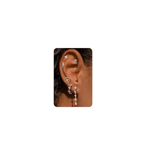6 Pcs 16K Gold Plated Hoop Earring Stacks Earrings Set Jewelry for Women