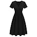 Women's Summer Casual Midi Dress Short Sleeve V Neck A Line Swing Dresses Solid Color Beach Fashion Loose Sundress S-2XL