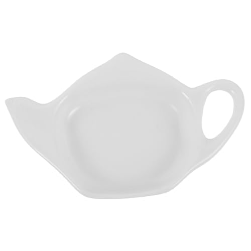 Zerodeko Teapot Shaped Ceramic Tea Bag Tray Vintage Style Tea Bag Saucers Smooth Edges Easy to Clean Multi Functional Dipping Plate for Sugar and Lemon Wedges Enhances Afternoon Tea