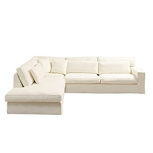 miaVILLA Schneider Home Ecksofa Edinburgh - cremefarbene Couch, mit Longchair Links oder rechts - Landhausstil - ca. B318 cm Cover