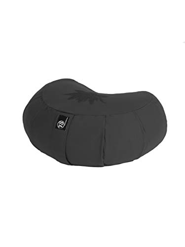 Yoga Studio Lotus Crescent Zafu Pouf de méditation avec Housse en Coton, Coques de Sarrasin et poignée de Transport 42 x 13 x 18 cm Accessoires de Yoga, Gris Graphite