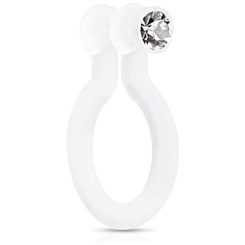 Body Accentz Bio-Flex Fake Nose Ring with CZ Clear one only You Receive one Clear HO2882 Cover