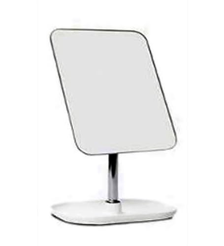 Image of ᵀᴹ Metal Tabletop Removable Handle Makeup Unframed Rectangular Vanity Mirror Beauty Make up Cosmetic Stand for Shaving & Makeup Bedroom Bathroom (Plastic Base - Square)