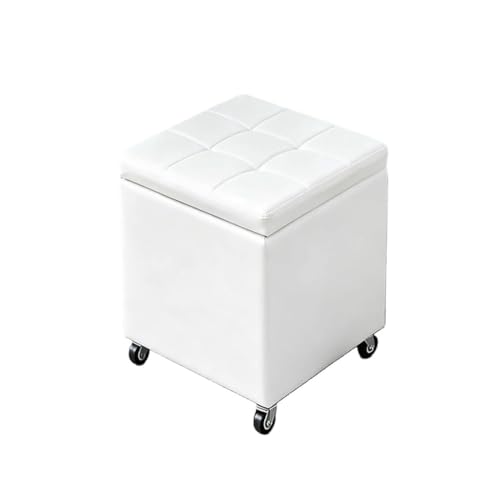 Puff Almacenaje Baúl De Almacenaje Multifuncional Taburete Reposapiés Banco De Cubo Soporta para Sala De Estar Dormitorio Y Entrada(White1,31.5' x 15.7' x 18.1')