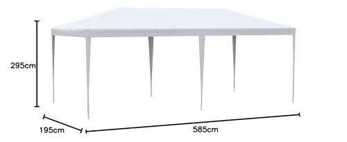 Outsunny Carpa de Jardín 6x3 m Pabellón con 4 Paredes Laterales y 2 Ventanas Visibles Anti-UV Impermeable Cenador Gazebo de Exterior con Marco de Acero para Fiestas Eventos Bodas Blanco - imagen 9