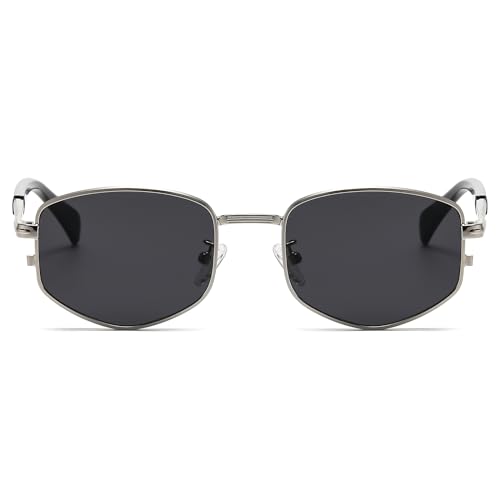 Image of LJCZKA Trendy Square Metal frame Sunglasses for Women Men Retro Polygon Sun Glasses Luxury Classic Shades